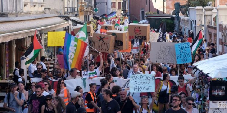 Bezos wedding protesters demand the billionaire ‘get out of our lagoon’